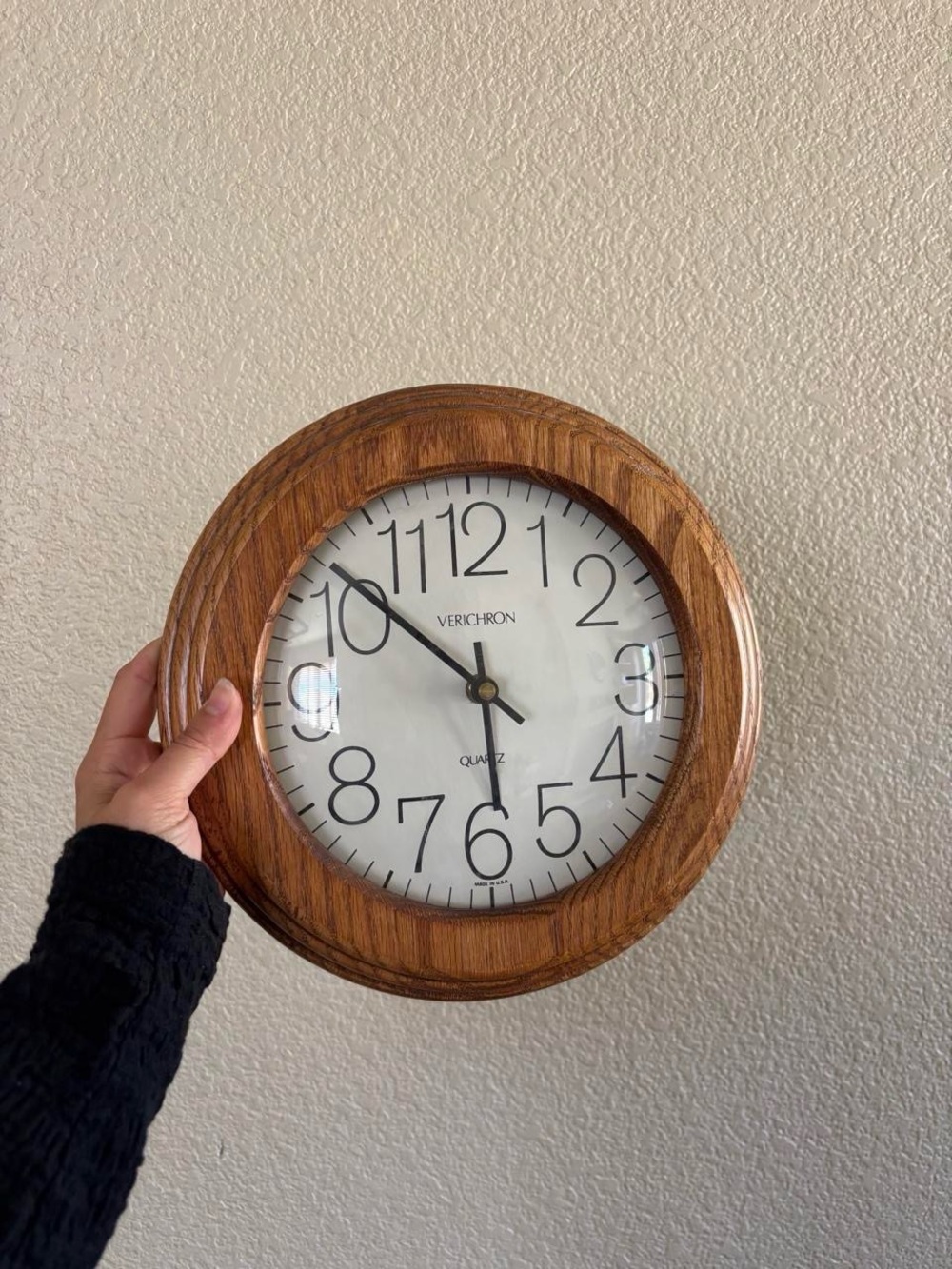 Vintage Verichron Quartz wooden wall clock